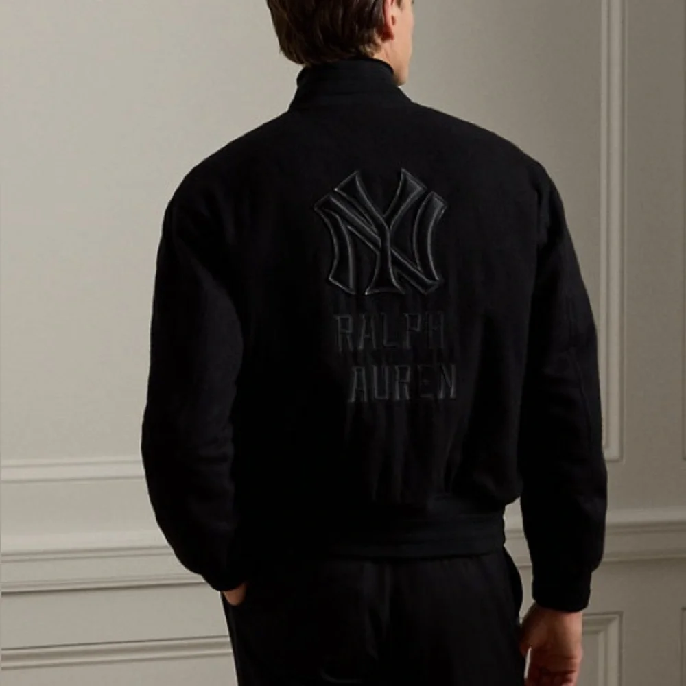 ‼️SOLD ‼️Ralph Lauren Men Yankees Cashmere Jacket Medium M Black Purple Labe - Picture 8 of 15